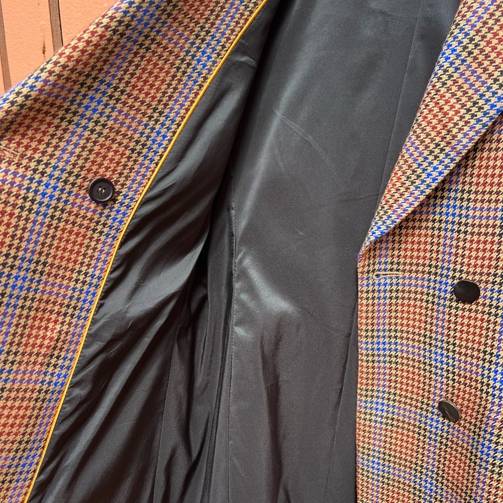 Double-Breasted Plaid Blazer Jacket - Brown Multi - Picture 5 of 10